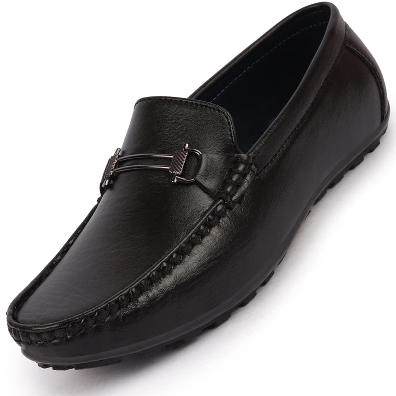 FAUSTO Basics FST FOBMC-1021 BLACK-41 Mens Black Horsebit Buckle Premium Slip On Casual Loafers and Moccasin Shoes (7 UK) (B0BCS3MWF4) Amazon Price History, Amazon Price Tracker