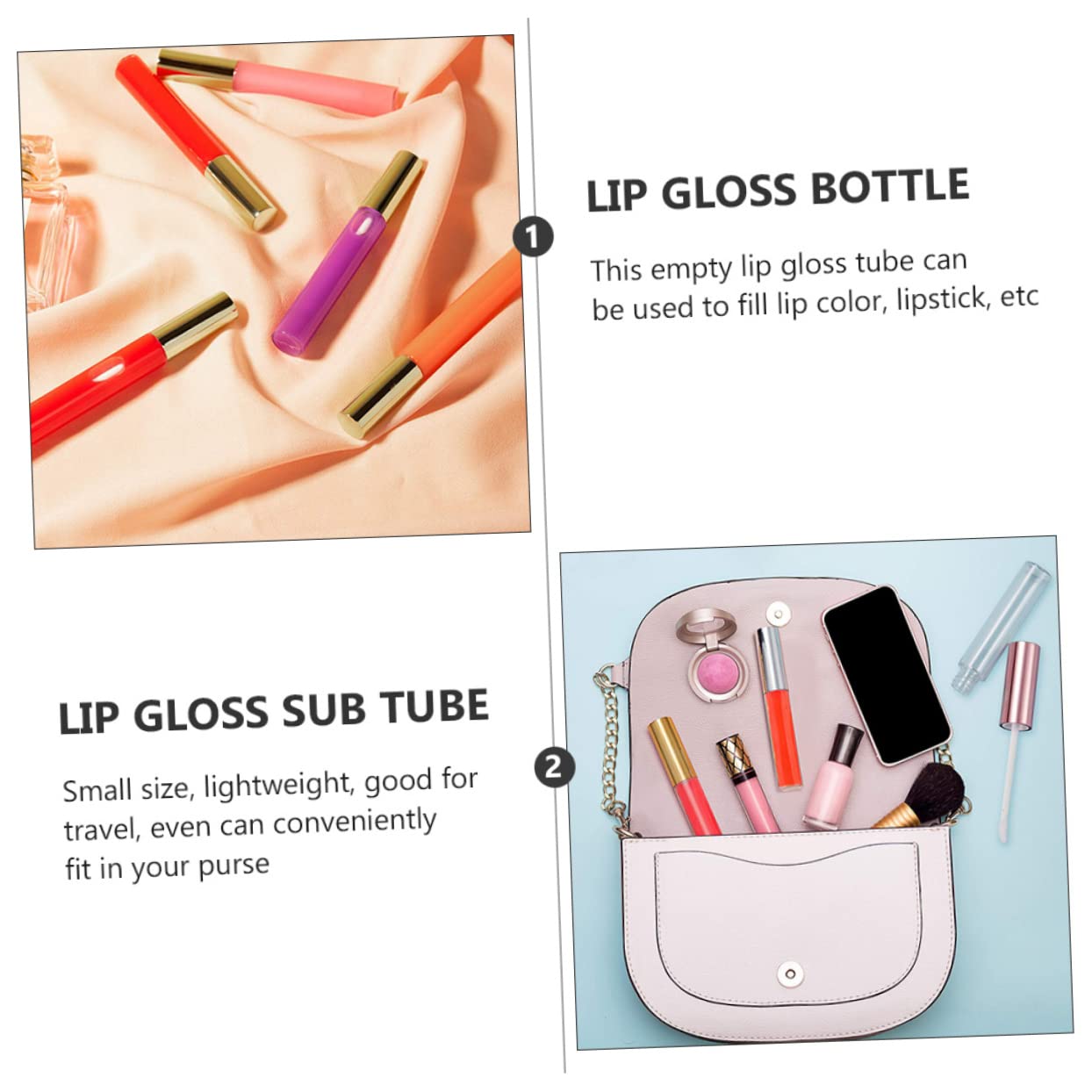 Tubo per Gloss Labbra Ricaricabile 10ml in Abs, 30 Pezzi | Viaggio e Fai da Te, Leggero e Facile da Usare, Formato Multiplo per Organizzazione Quotidiana