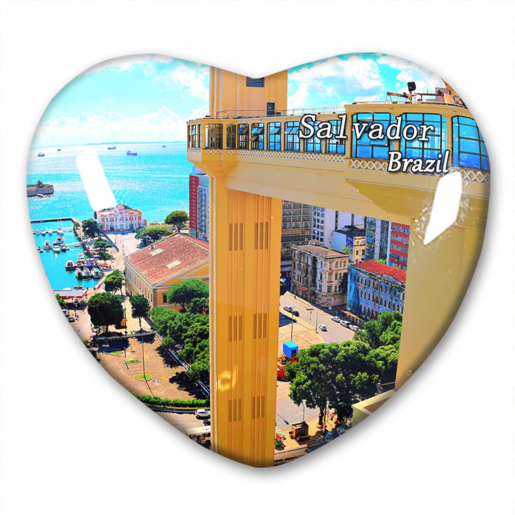 Brazil Salvador Fridge Magnet Refrigerator Stickers Decorative Travel Souvenir Heart-shaped Glass