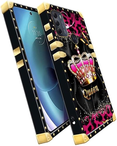 Miniatura 3 de Funda compatible con Motorola Moto G Power 2022, J Crown Queen con estampado de leopardo de lujo, elegante, suave, TPU a prueba de golpes,