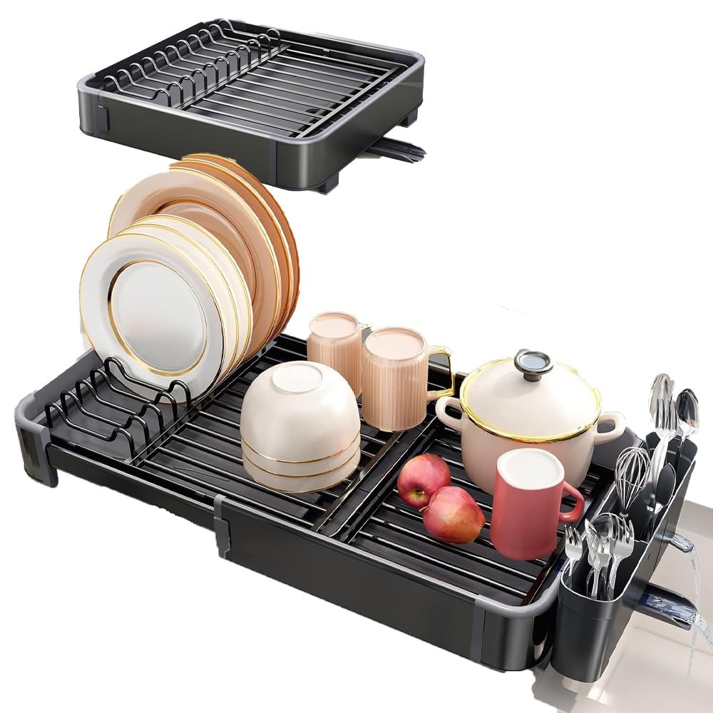 Lucario Metal Dish Drying Rack With Drainboard, Rustproof Dish Racks With Drainage For Kitchen Counter, Dish Drainer Rack With Detachable Utensil Holder (280 Rack, Table Mount, Tiered Shelf) (B0D7MQ83QX) Amazon Price History, Amazon Price Tracker