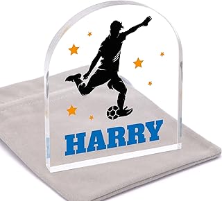 Football Striker Gifts for Boys Son Grandson, Personalised Footballer Gifts For Kids, Football Bedroom Decor, Football Gifts For Men Dad, Birthday Football, With Grey Bag
