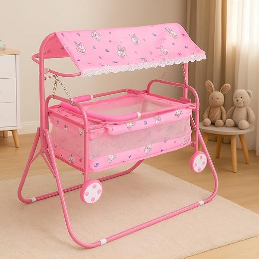 AVANI METROBUZZ Baby Cradle with Wheels, Pink