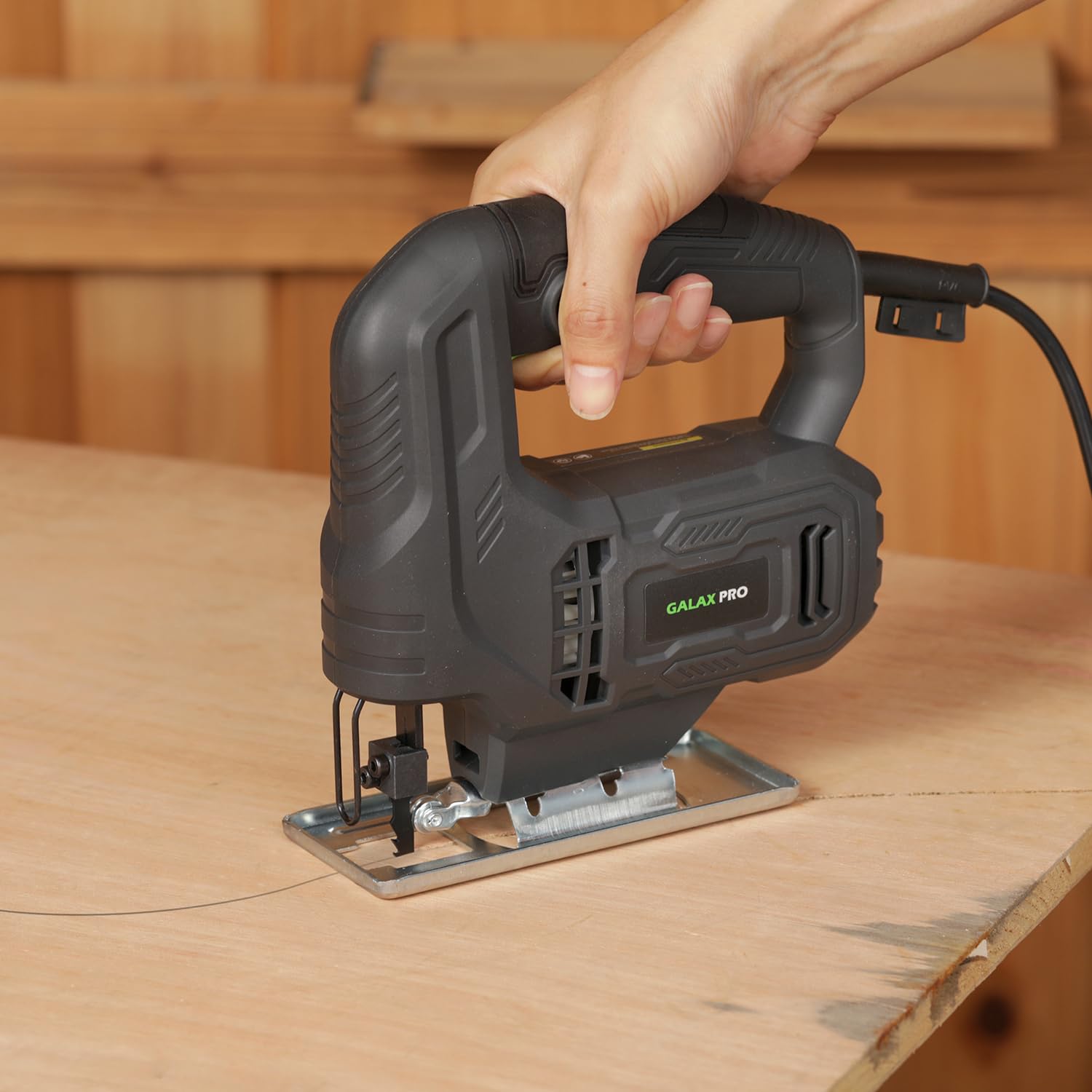 GALAX PRO Scie Sauteuse 400W, 3000 RPM, Coupe biseau à -45°/+45°, bouton de verrouillage, incluant des lames pour le bois et le métal
