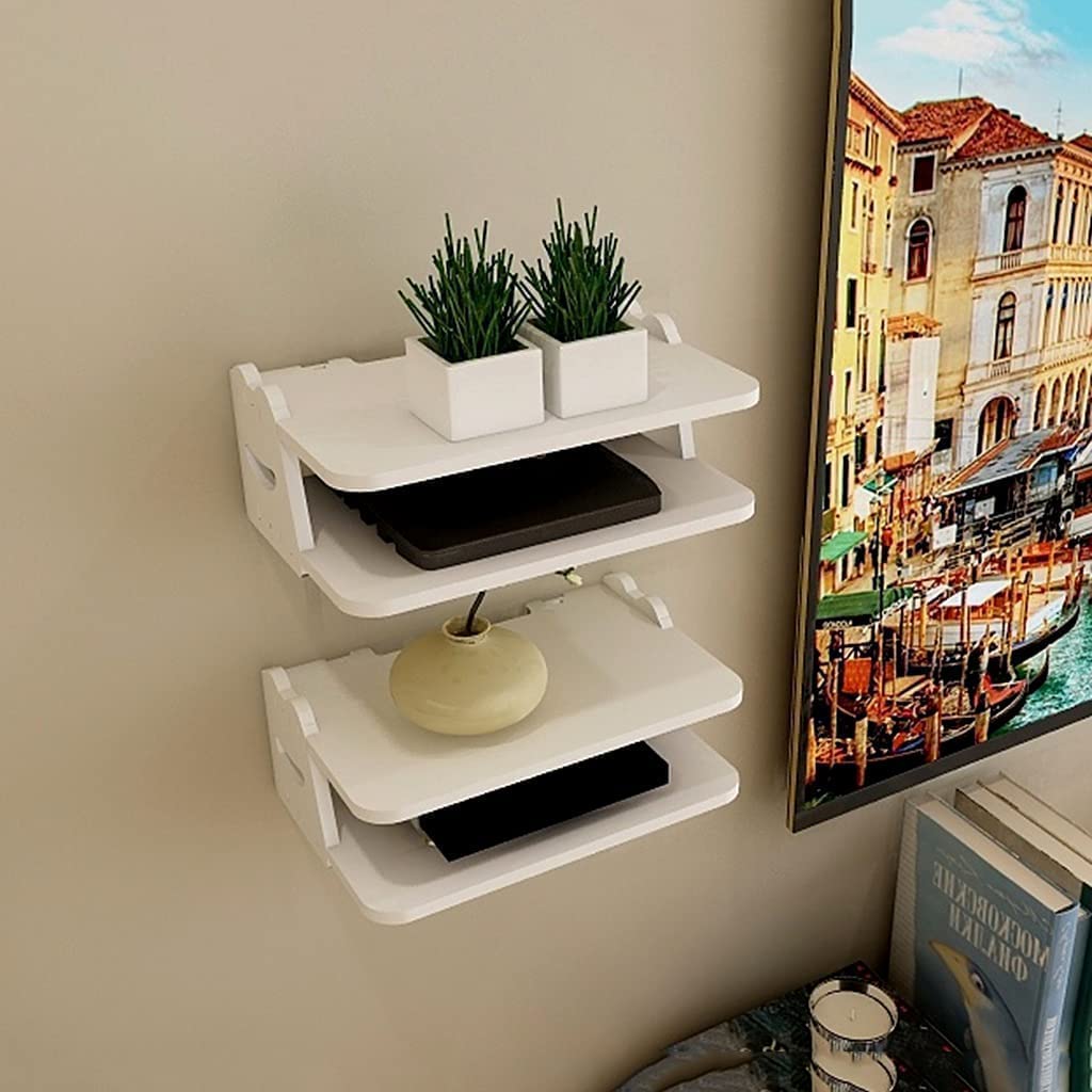 ❀❀❀WiFi-Router-Regal,Desktop-Deko-Box, Aufbewahrungsbox for kabellose Router – Regal, Desktop-Set-Top-Box, WLAN-Box/Holzfarbe/32 x 30 x 12 cm