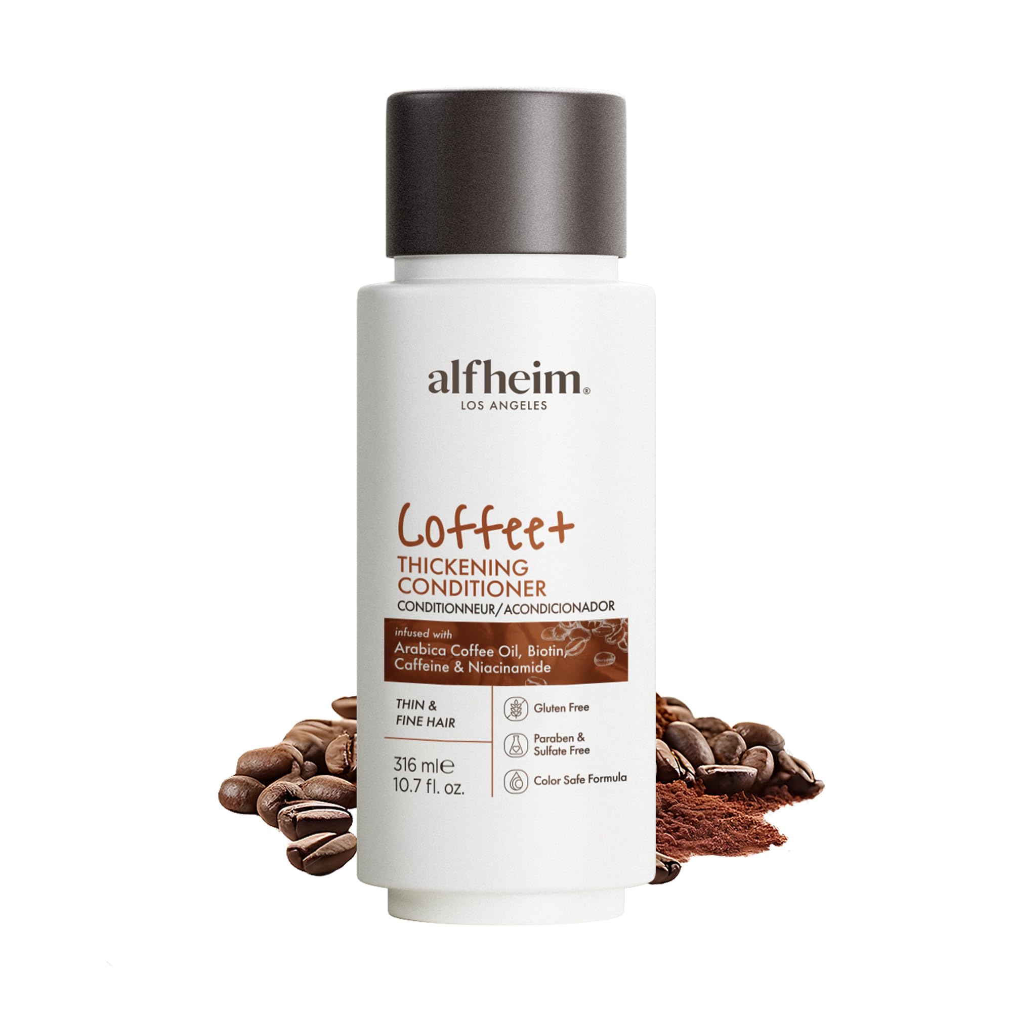 Alfheim ALFHEIM Coffee+ Thickening Conditioner for Fine, Thin & Breakage-Prone Hair with Caffeine, Biotin & Arabica Coffee Oil, Strengthens, Hydrates & Boosts Volume, Paraben-Free, Sulfate-Free Travel Size