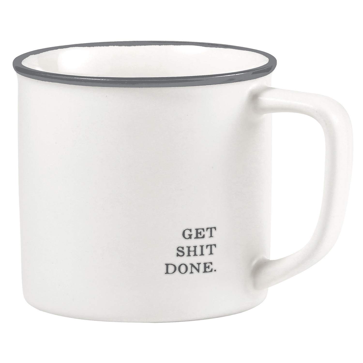 Santa Barbara Design Studio Black and White Coffee Cups Face-to-Face Designs Stoneware Mug 16-Ounce Get Sh t Done
