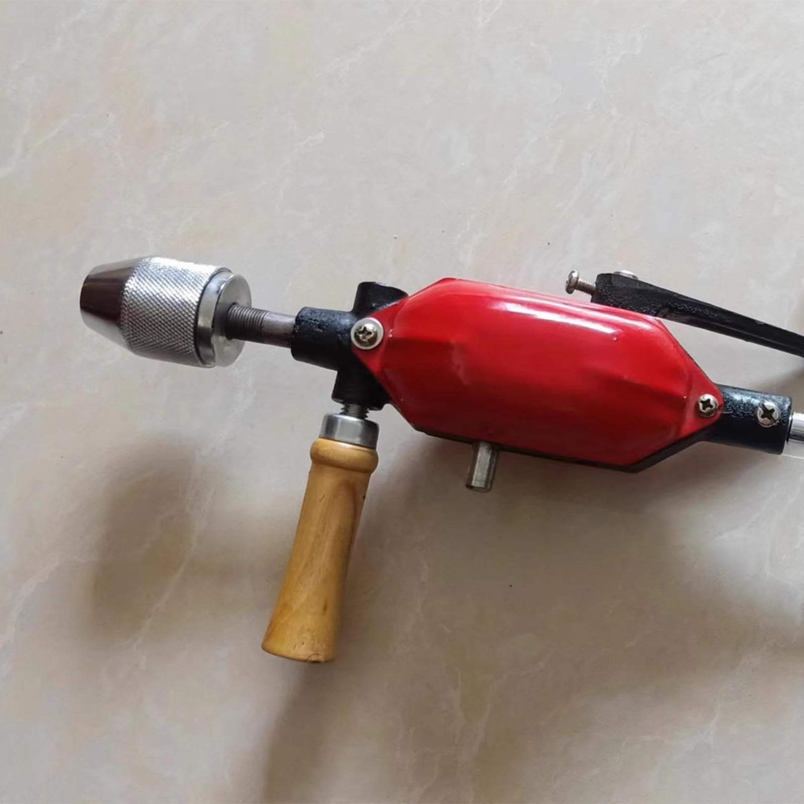 Taladro Manual, Herramienta de Carpintería, Rojo, Profesional, de Metal, para Bricolaje.