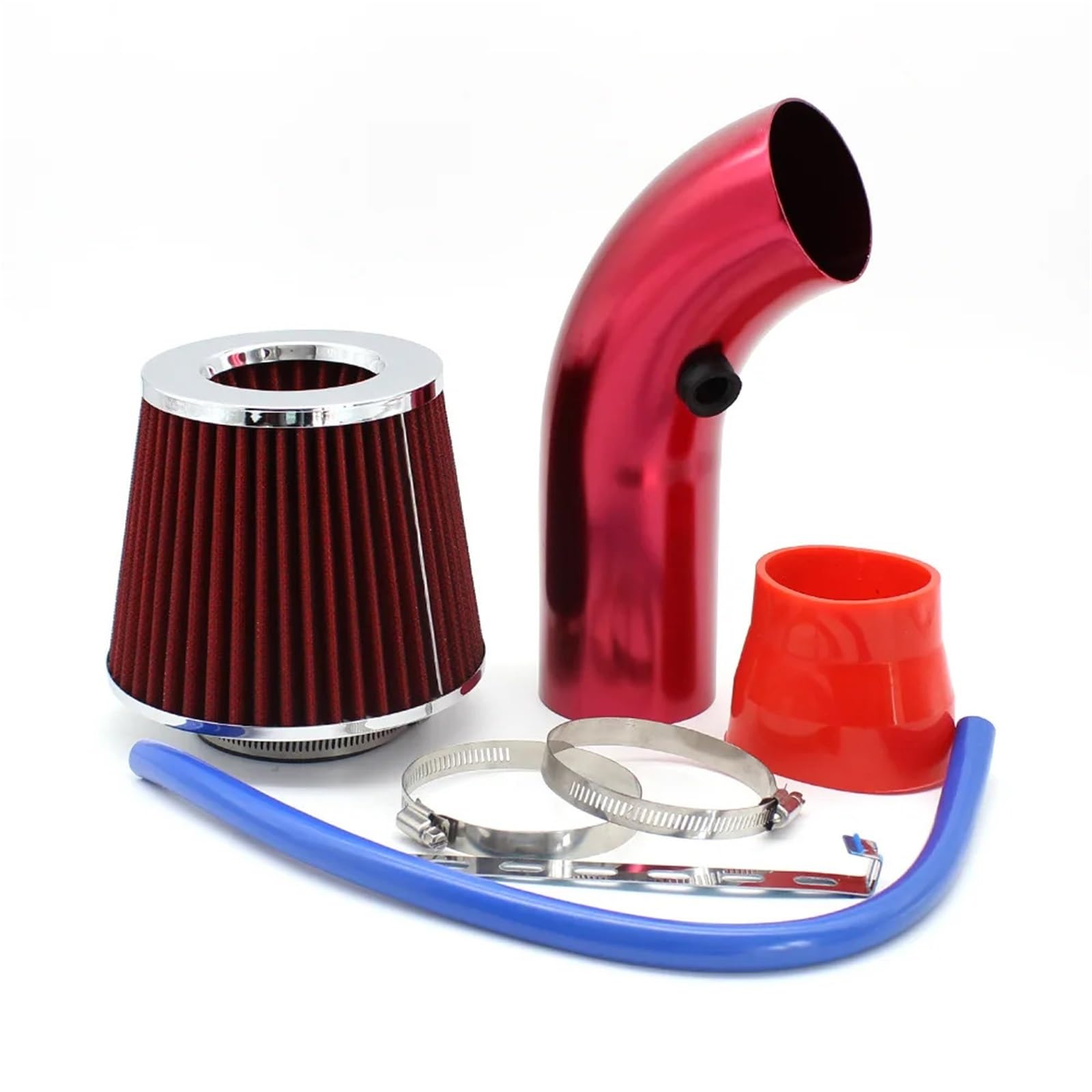 Entrada de aire frío Universal para coche de 76mm, Kit de tubo de inducción Turbo con filtro de aire, entrada de filtro de aire de alto flujo Kit de admisión de aire frío para coche