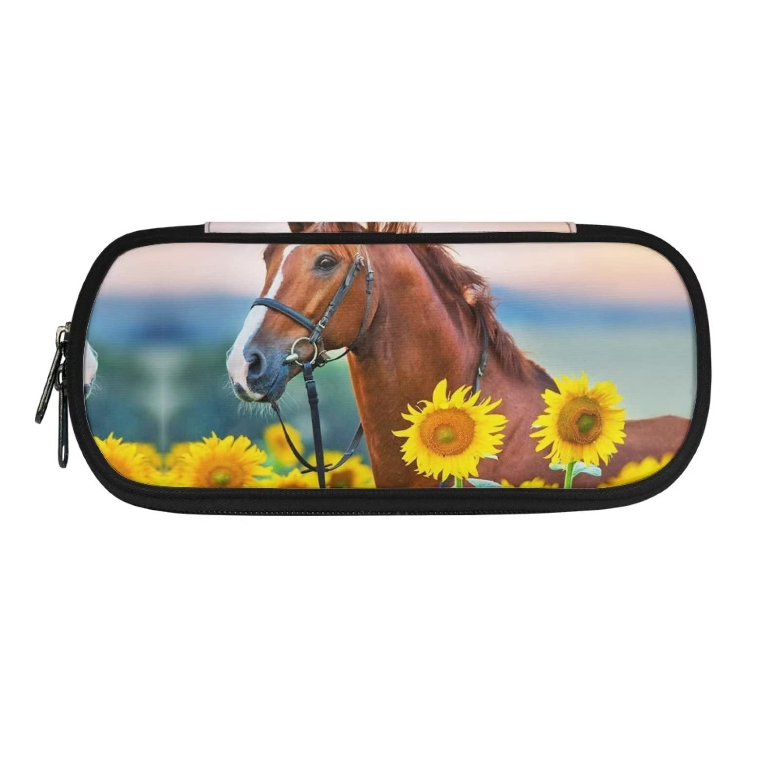 xixirimido Sunflower Horse Kids Pencil Case Bag for Boys Girls Large Pen Organizers Case — image 1