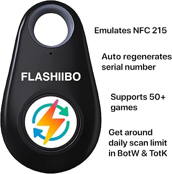 Flashiibo Fob v1 Black, NFC Tag Emulator, 1 Save Lot, Unlimited Rewrite, UID Regen