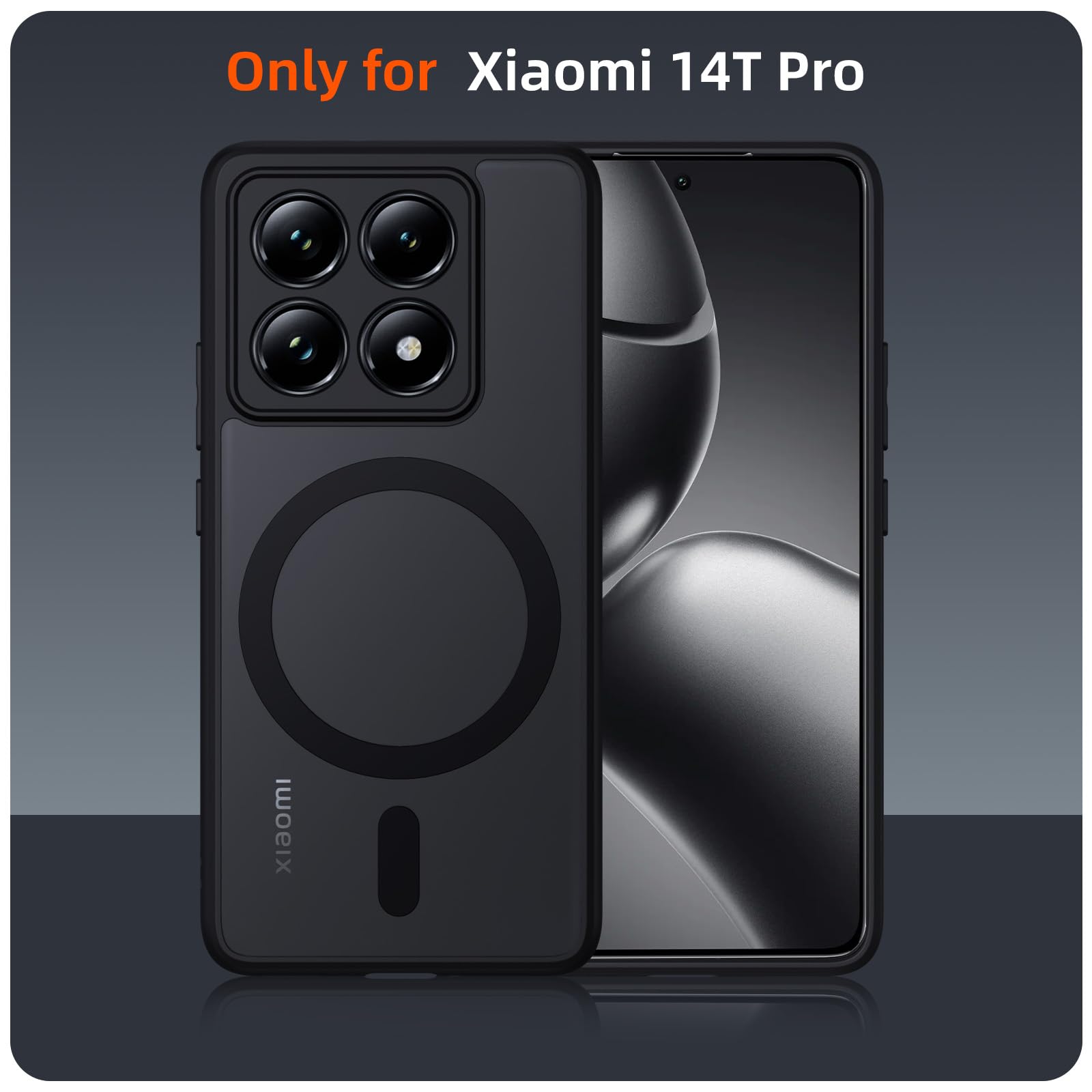 GUAGUA Cover Magnetico per Xiaomi Redmi Note 14 pro 5G(Non per 4G), Custodia Glassata Traslucida Compatibile con MagSafe, Opoco Protettivo Case Anti-Graffio Glassato Traslucido Antiurto Nero