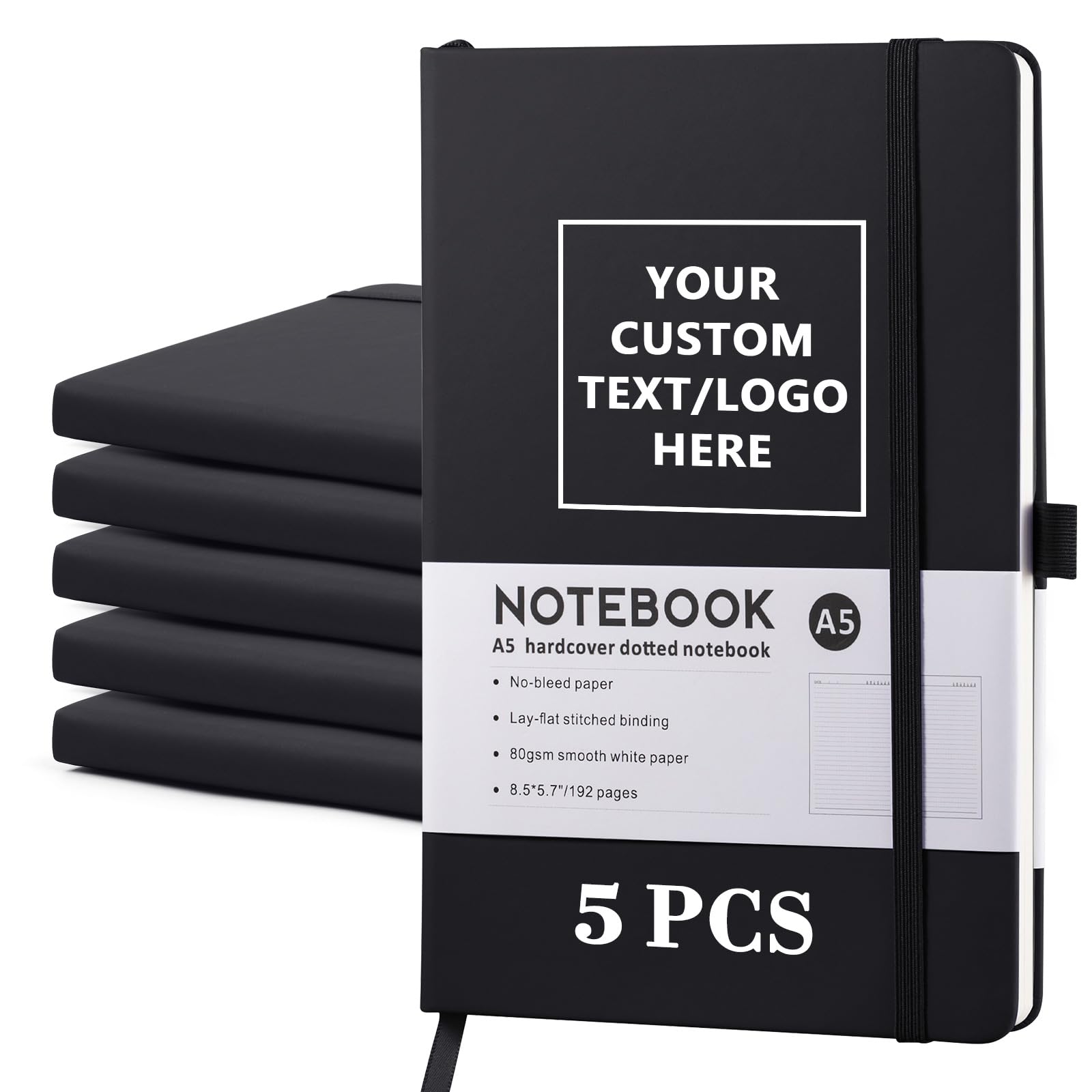 Vebermo Personalized Notebook-Can Customize Logo/Text/Image, Customizable A5 Journal Notebook Daily Journals For Writing-192 Lined Pages 8.5 x 5.71