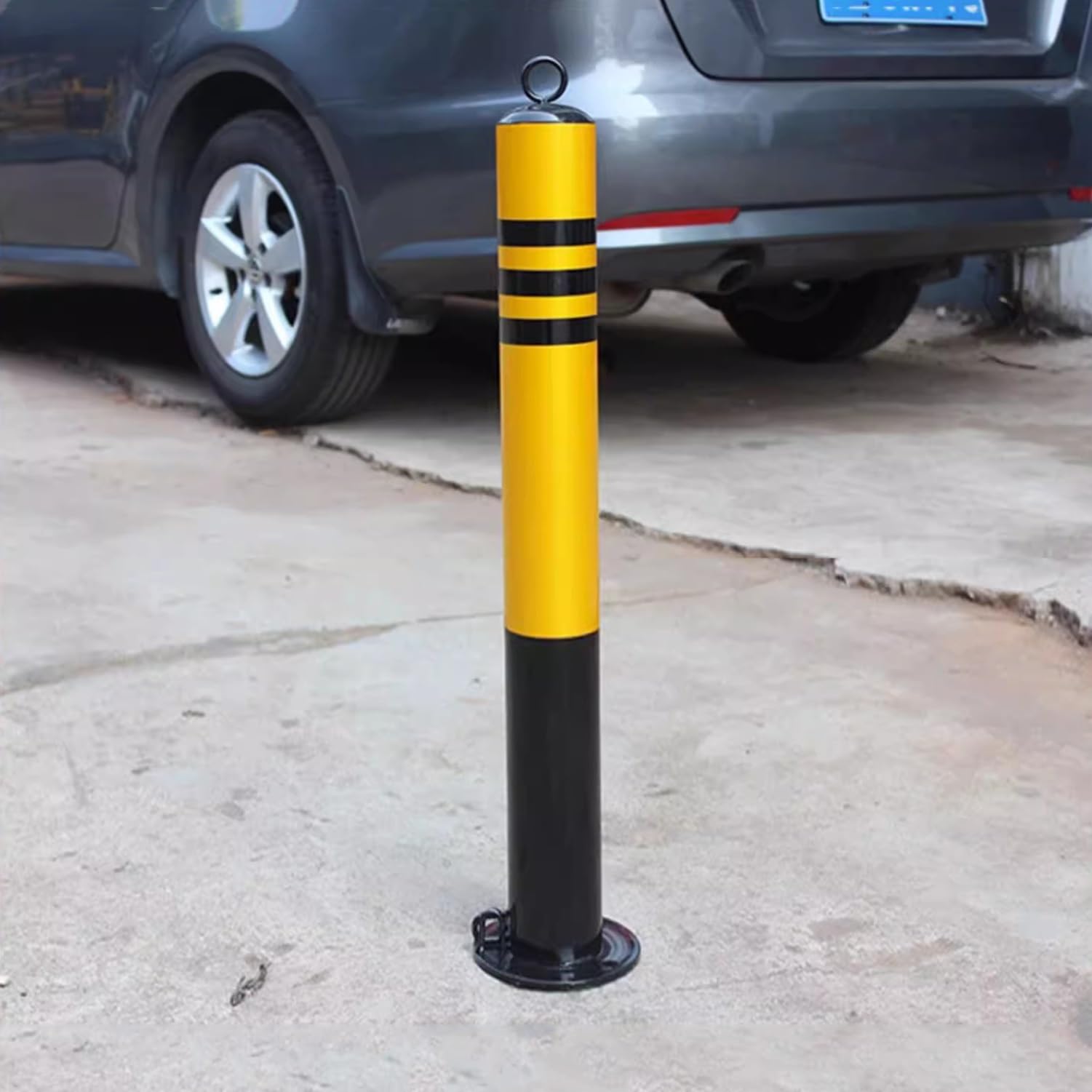 Poteau De Stationnement 650mm Barriere De Parking Pliante Acier Véhicule Garage Borne De Sécurité Haute Visibilité Installation Facile (Color: Yellow)