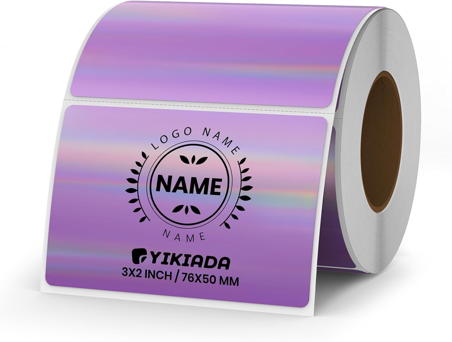 Holographic Thermal Labels Vinyl Purple 2 × 3 Inch Self-Adhesive Laser Direct Printable Address Stickers Roll Waterproof Printer Decals for QR Code DIY Name Tag 200 PCS