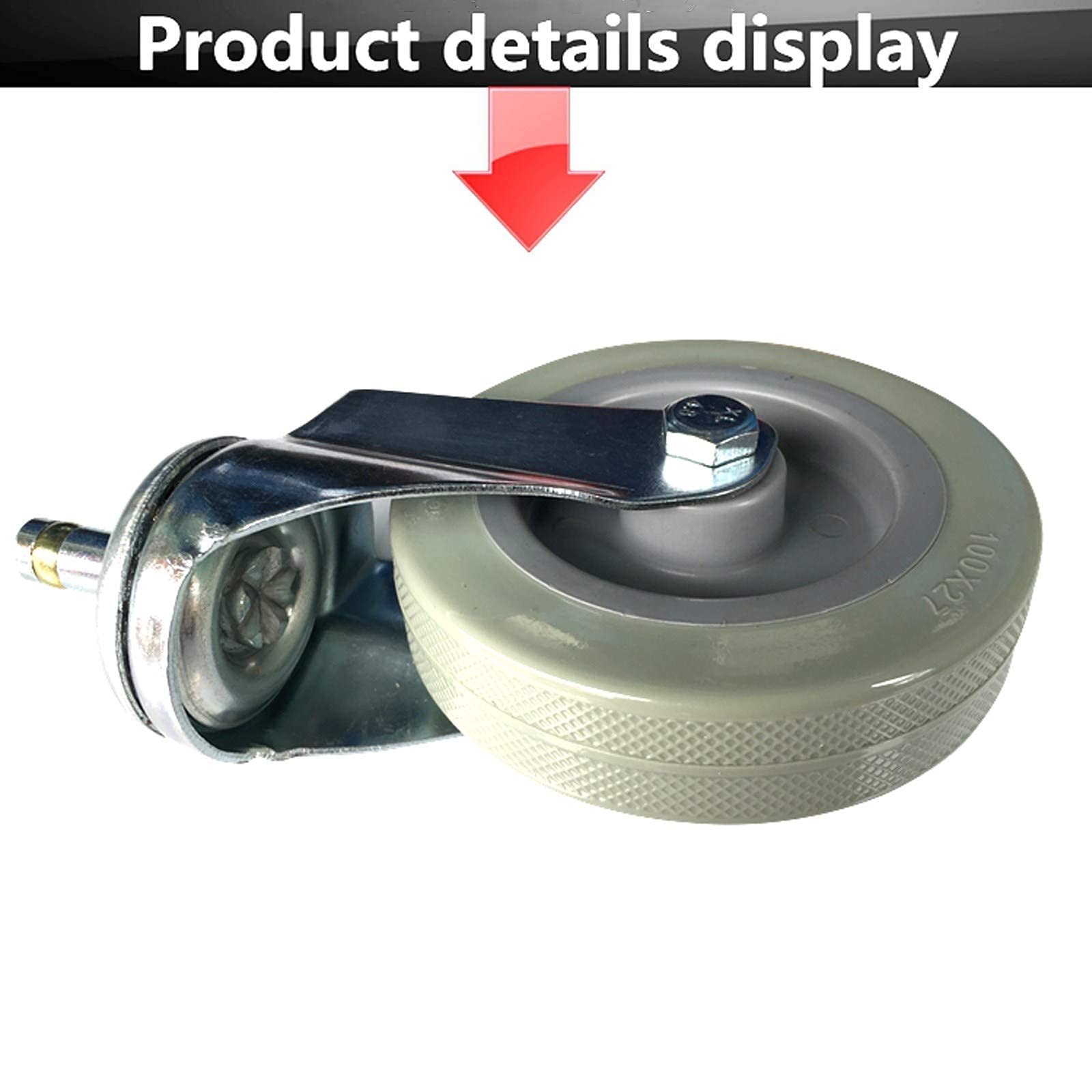 Ruote girevoli Resistenti da 4" - Confezione da 4 Ruote in PU per mobili da Cucina, Hotel, Carrello, banco da Lavoro - Attacco Standard M11x50mm, capacità 210 kg, Mobilità fluida
