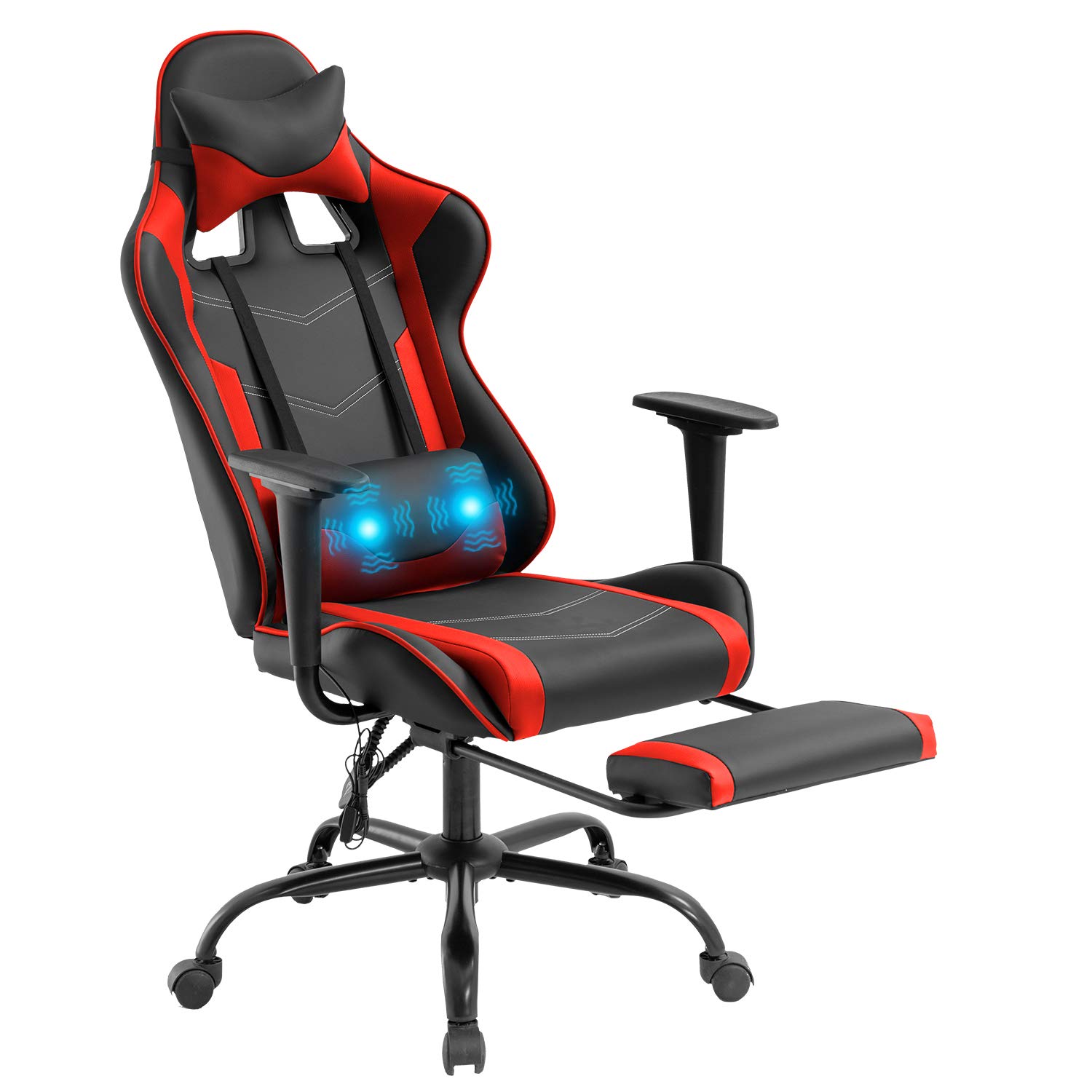 Computer Gaming Chair PC Ergonomic Office Chair Home Executive Desk Chair Adjustable High-Back PU Leather Racing Rolling Swivel