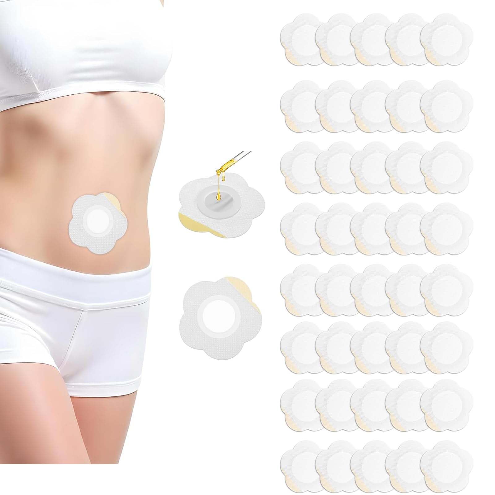 40 PCS Castor Oil Patches for Belly Button, Castor Oil Pack Wrap for Metabolism Support, 7x7 cm with 3 cm Inner Diameter, Easy-to-Use Navel Patch for Women-image-9