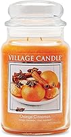Village Candle Orange Cinnamon Scented Jar Candle, 21 oz Large Apothecary Glass, Dual Wick, 170-Hour Burn Time
