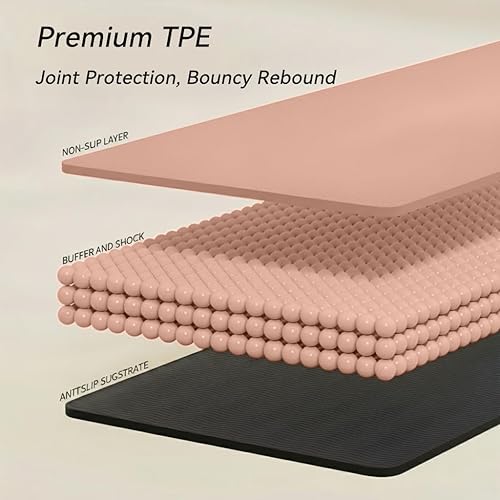 Miniatura 2 de Eco-Friendly TPE Yoga Mat Non Slip Alignment Lines, Dual-Layer Grip,Odorless, Carry Strap - Premium Exercise Pilates Workout Mat for Home & Studio