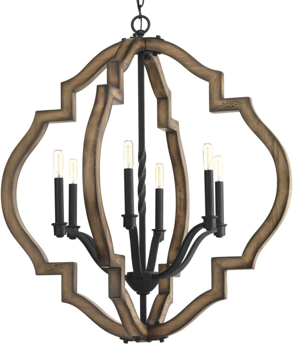 Progress Lighting Spicewood Collection 6-Light Farmhouse Chandelier Light Gilded Iron