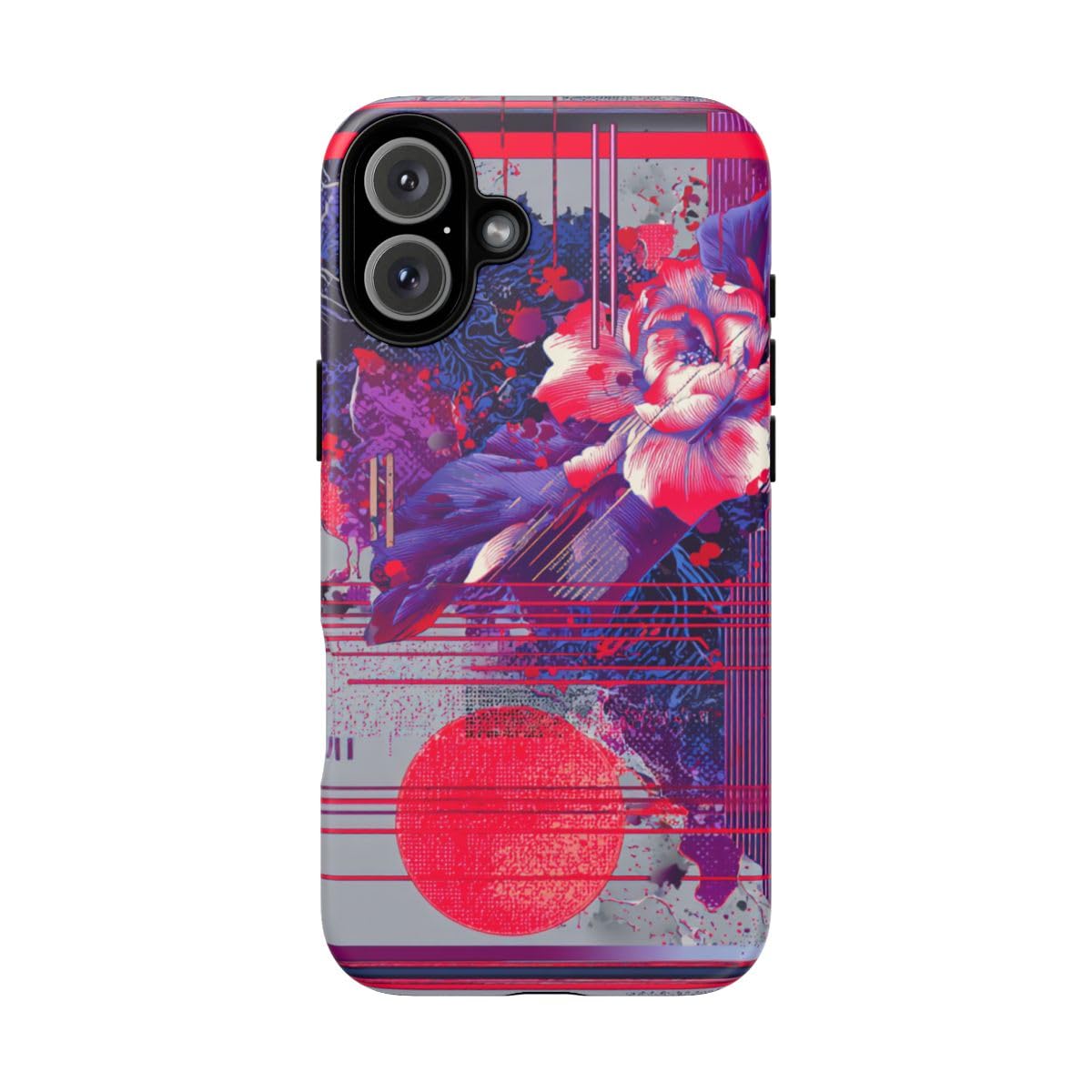 Coque iPhone 16 Plus géométrie florale violette rigide mate - 5