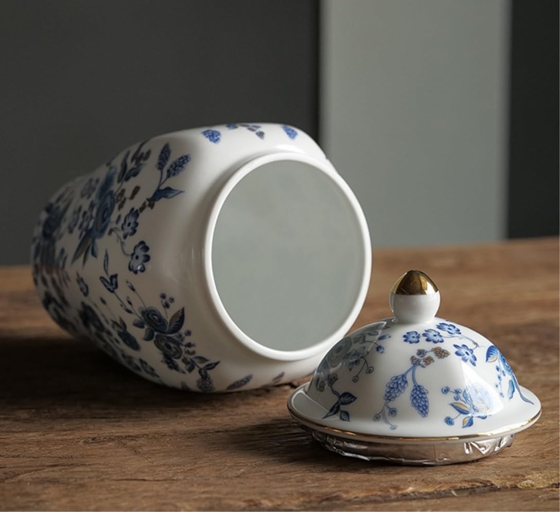 Wazon na imbir, nowoczesny ceramiczny dekoracyjny wazon na kwiaty z pokrywką, porcelanowy słoik na zauszniki do dekoracji stołu