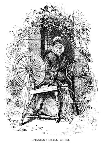 Textiles Spinning Wheel Nan 18Th Century American Spinning Wheel Wood Engraving 19Th Century Poster Print by (24 x 36)