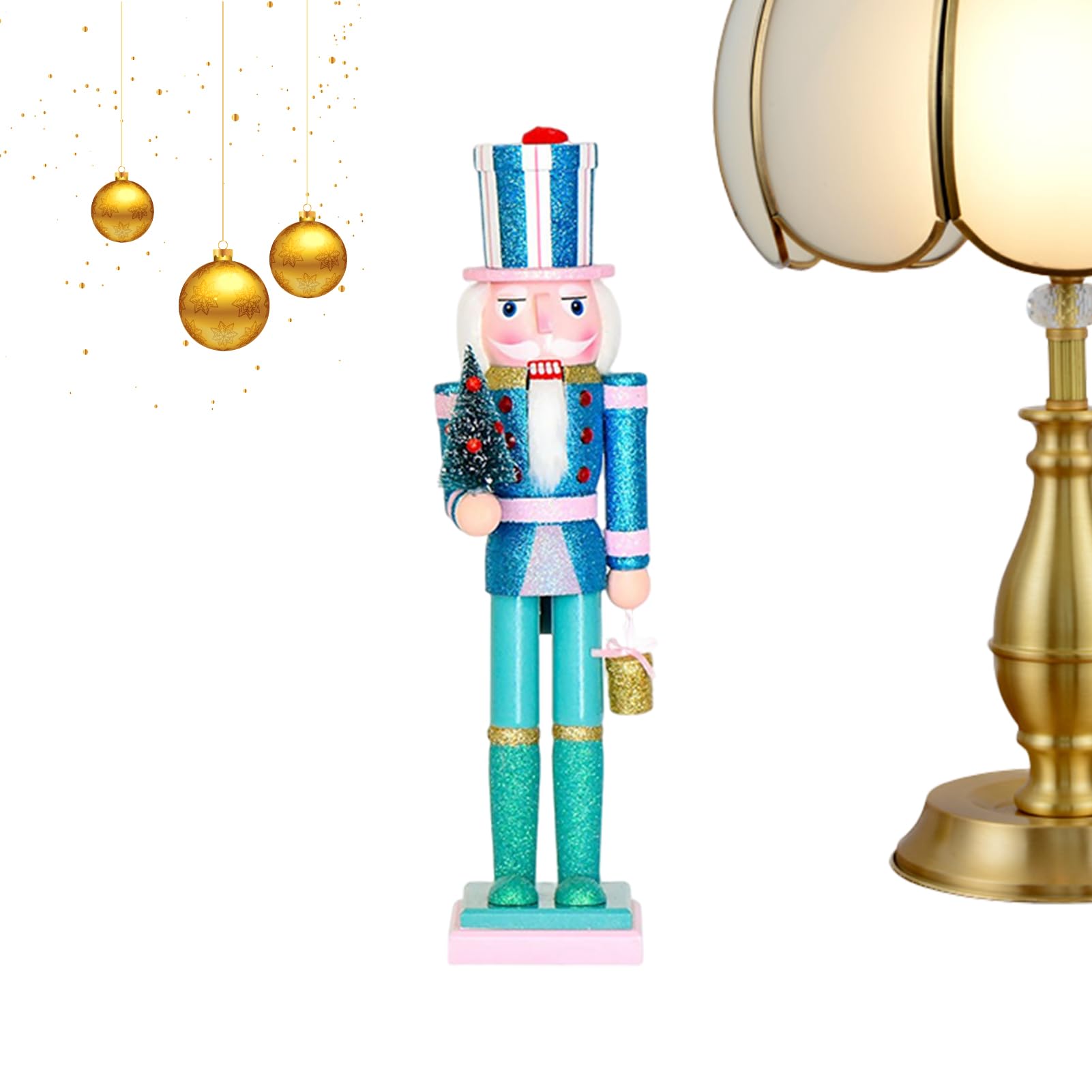 Casse-Noisette en bois de 38 cm : figurine de Noël traditionnelle pour étagère et table