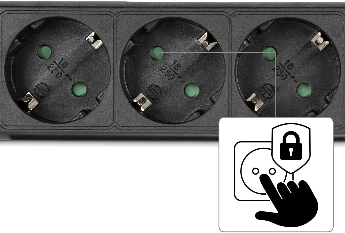 Hama Power strip 5-way (multiple power strip 1.4 m, incl. switch, increased touch protection, sockets rotated 45 degrees, power strip GS tested) black