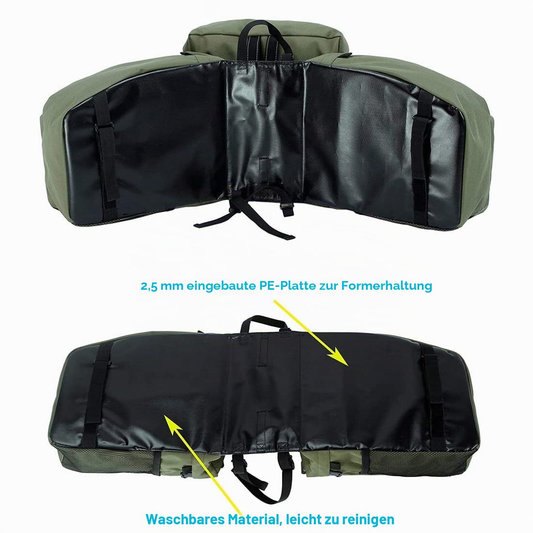Fahrrad-Gepäckträgertasche, 3-in-1, 37 l, wasserdicht, Fahrradtasche für Rücksitz, Kofferraum, Satteltasche für Mountainbikes mit abnehmbarem Schultergurt und reflektierendem Schild