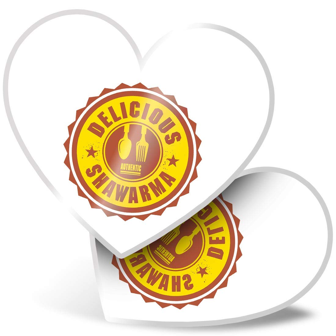 2 x Heart Stickers 7.5 cm - Authentic Delicious Shawarma Takeaway Fun Decals for Laptops,Tablets,Luggage,Scrap Booking,Fridges, #7014