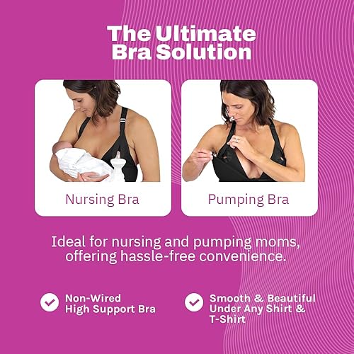 Miniatura 5 de Brasier de lactancia y bombeo verdaderamente manos libres, sin varillas, ajustable, de alto soporte, extractor de leche no incluido