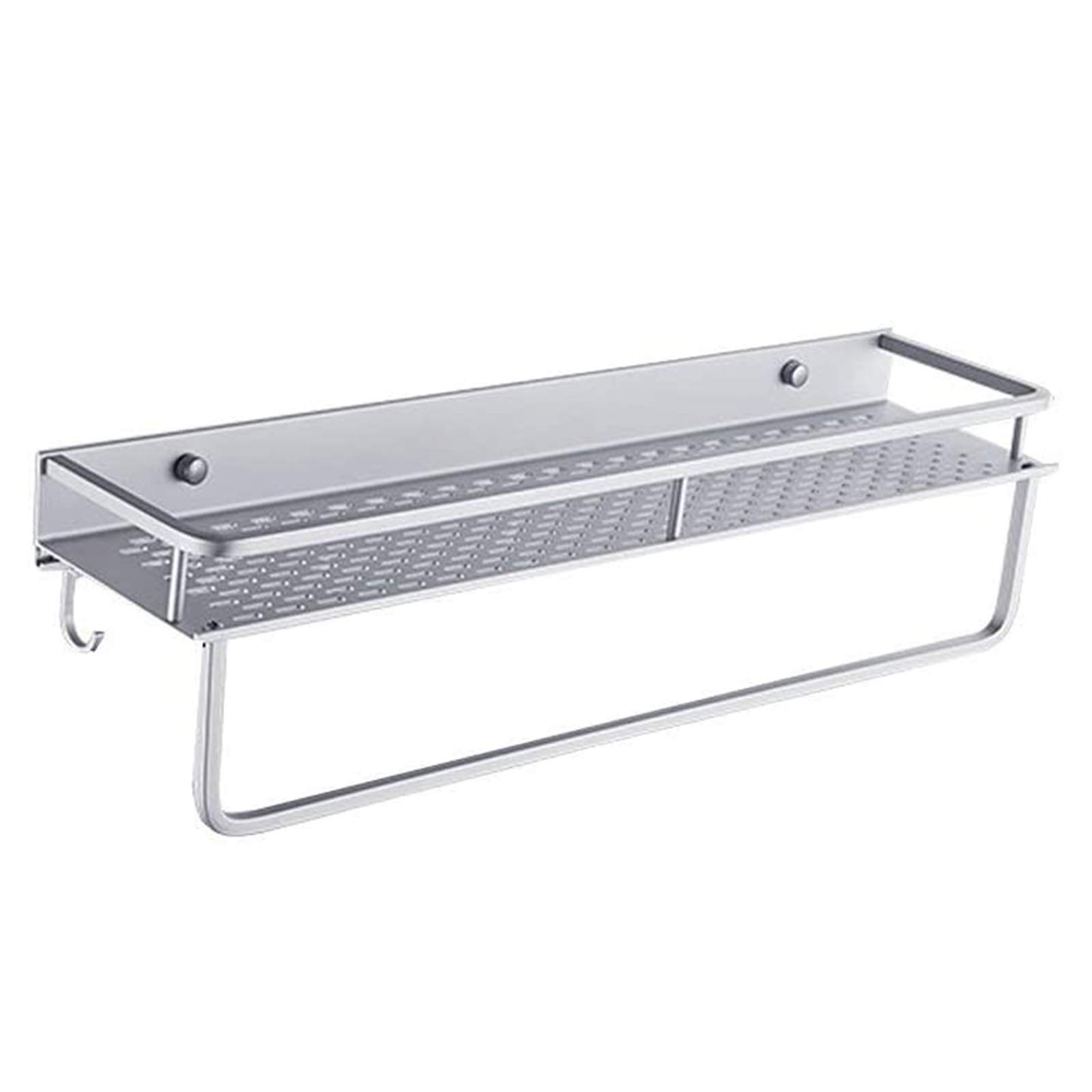 Estante de baño Estante de Ducha de Aluminio Estantes montados en la Pared Estantes flotantes inoxidables Cesta de Almacenamiento con Gancho extraíble y Barra para Toallas
