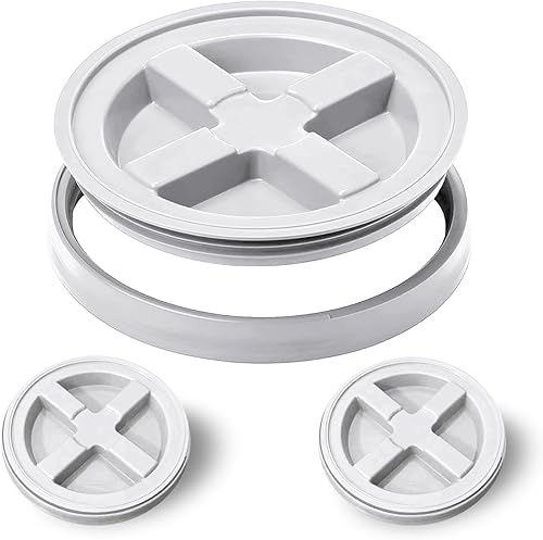 EconoHome Tapas Gamma de 5 galones de grado alimenticio  Tapa de sello gamma con tapa de rosca, almacenamiento hermético de alimentos para cubos de