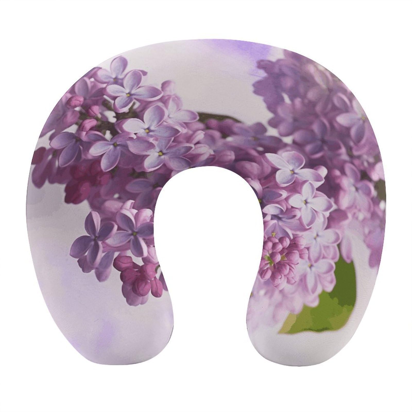 MUSM Lilac Flowers Travel Pillow for Sleeping Comfortable Portable U Shaped Pillows for Airplane Car Train Lightweight Memory Foam Neck Pillow for Home Office Travelling