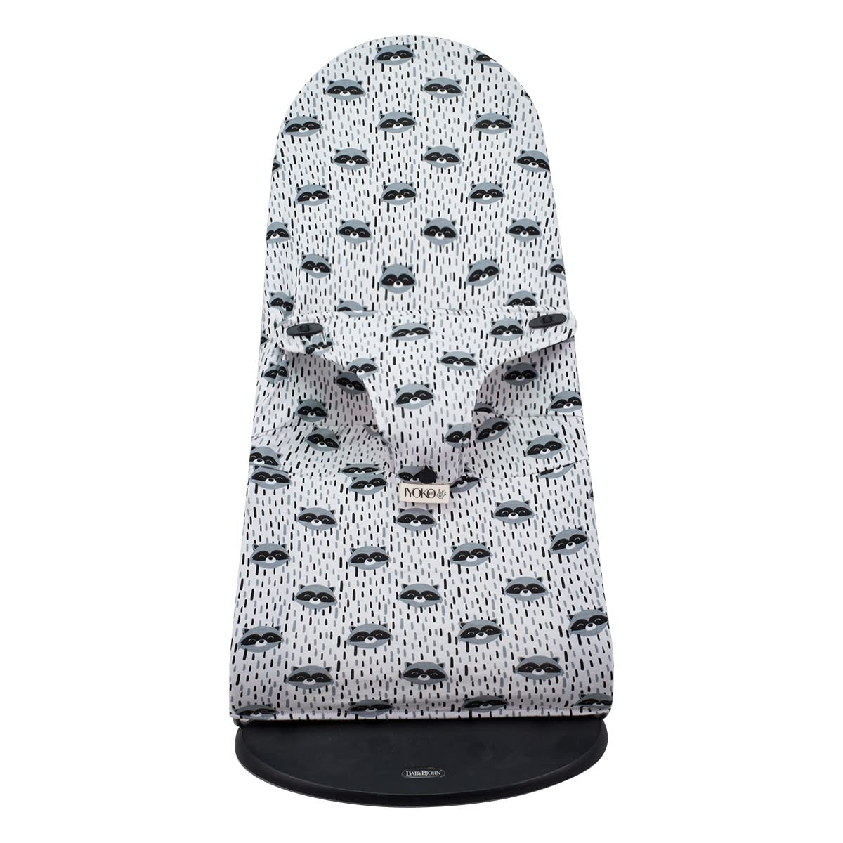 JYOKO Kids Cubre Funda para Hamaca, Compatible con BabyBjörn Balance, Balance Soft y Bliss, Uso sobre La Funda Original (Raccoon, ALGODÓN)