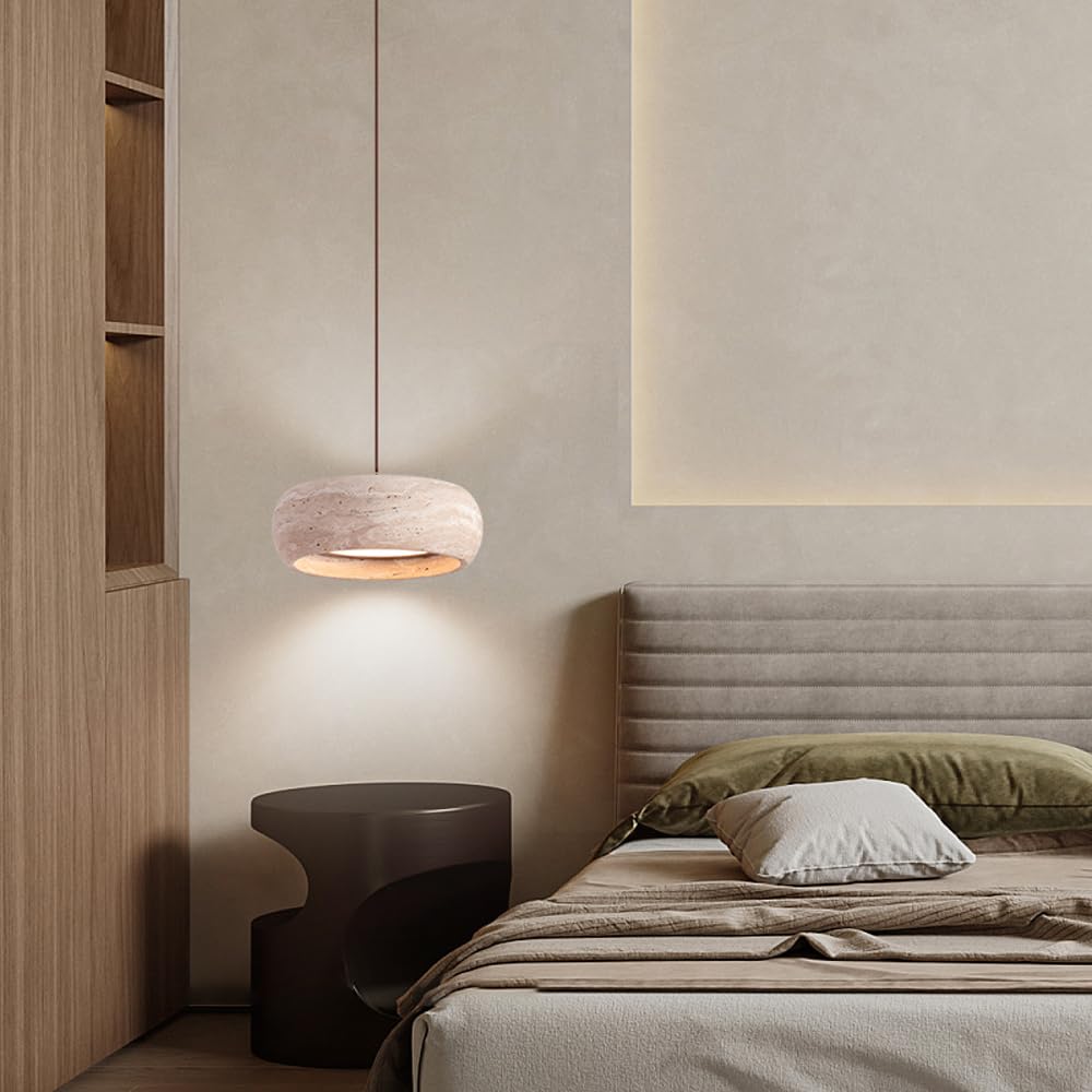 7,88 '' Lampade a sospensione in travertino giallo Luci a for isola della cucina Lampadario industriale in pietra di caverna gialla Apparecchio illuminazione a soffitto sospeso