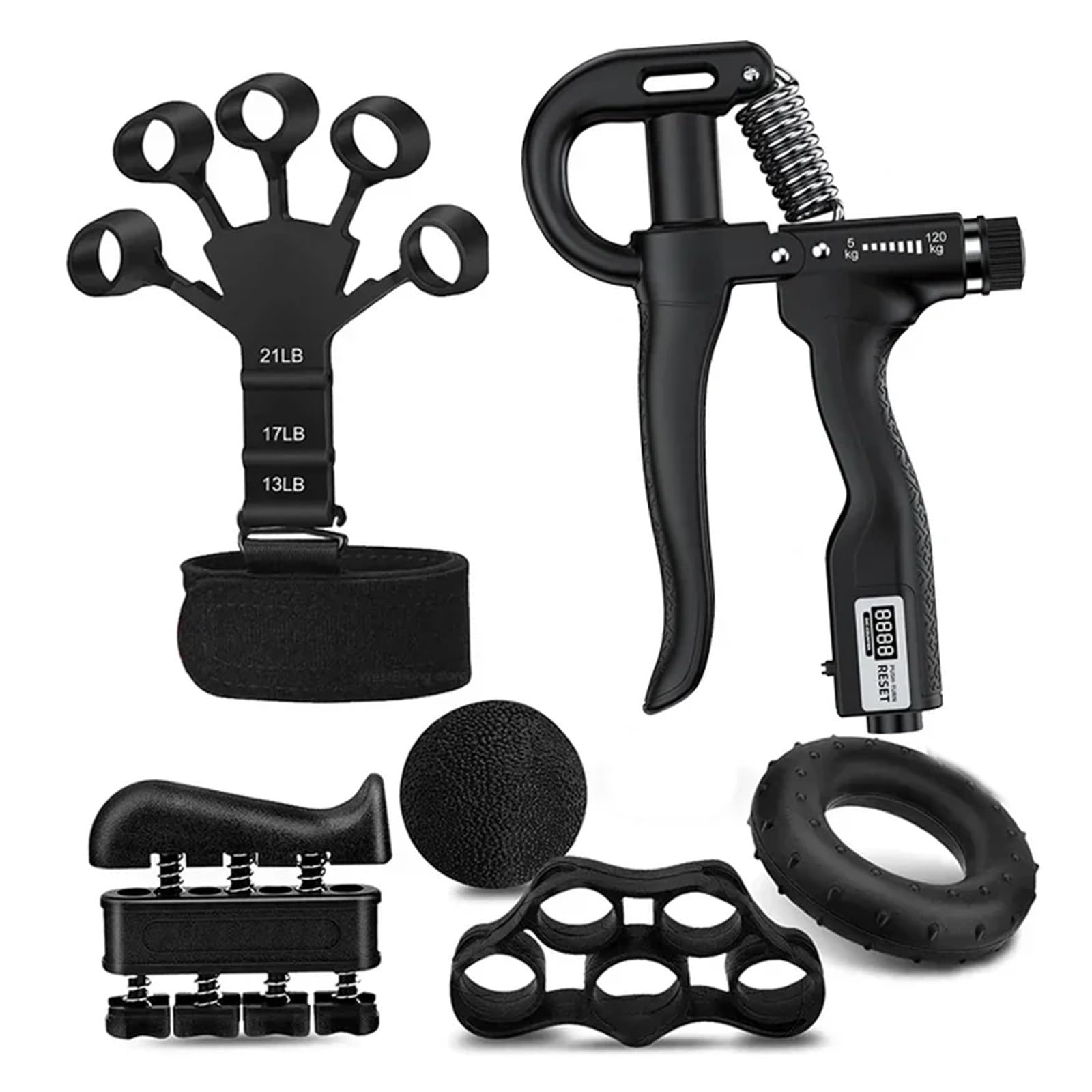 Griffkrafttrainer, Handtrainer for Krafttraining, verstellbar, 5–120 kg, Fitness, Unisex, Finger-Rehabilitationstraining, Handgriff