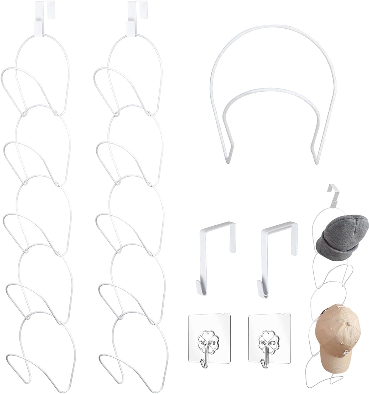 Perchero para gorras, 10 unidades, ganchos para bolsos, perchas para bufandas, bolsos, toallas, corbatas, con ganchos para colgar, color blanco