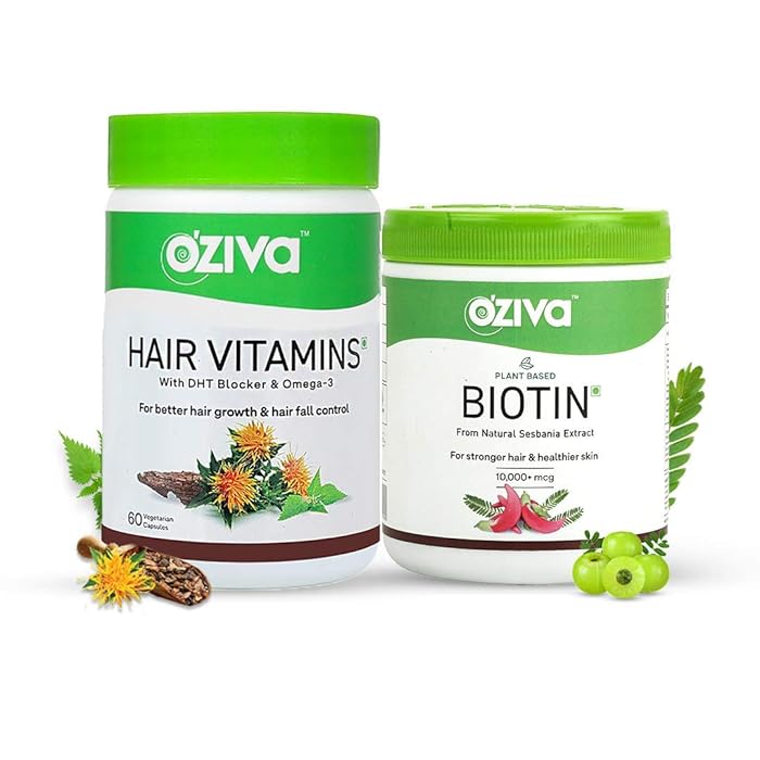 Buy OZiva Hair Vitamins Capsules with DHT & Omega3, 60 Capsules