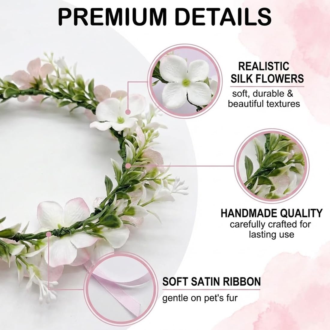 1 Pezzo Collare di Fiore per Matrimoni per Cani, Ghirlanda di Nozze Cane, Accessori Papillon Cane Coroncina Compleanno