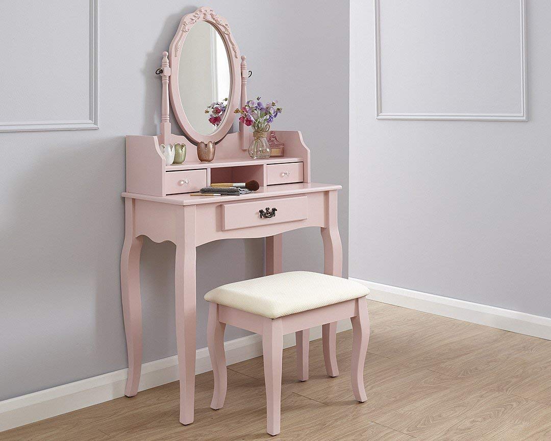 strapless open back dress Pink Glass Vanity Set | Dressing Table | Retro Vintage Unique