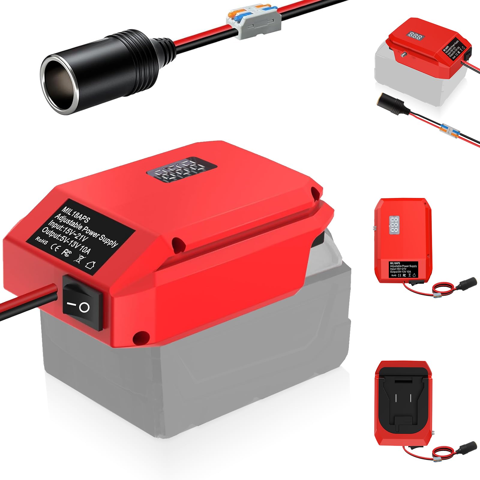 for Milwaukee M18 to 12V Step Down Converter – 10A High-Current Power Adapter with Overload Protection & Voltage Regulator. for Milwaukee M18