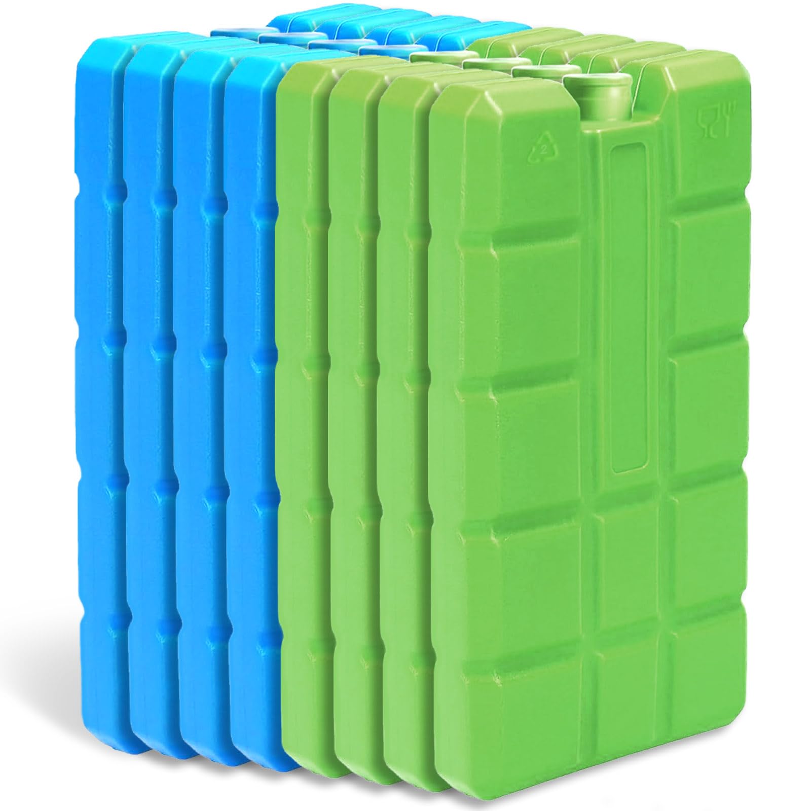 sunVigorous Kühlakkus für kühltasche, Kühlakkus 4/8 Stück à 200 ml, Wiederverwendbarer ultradünner kühlelement, Geeignet für Outdoor, um Lebensmittel frisch zu halten (Bla4 Grün4)
