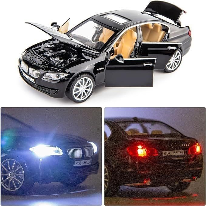 Image of 1:32 B-M-W 535i Diecast Metal Pull Back Car with 6 Openable Doors with Sound and Light Toy Decoration car Best Gift Toys for Kids (1:24 B-M-W 535i - Multicolor)[Colour As Per Stock]