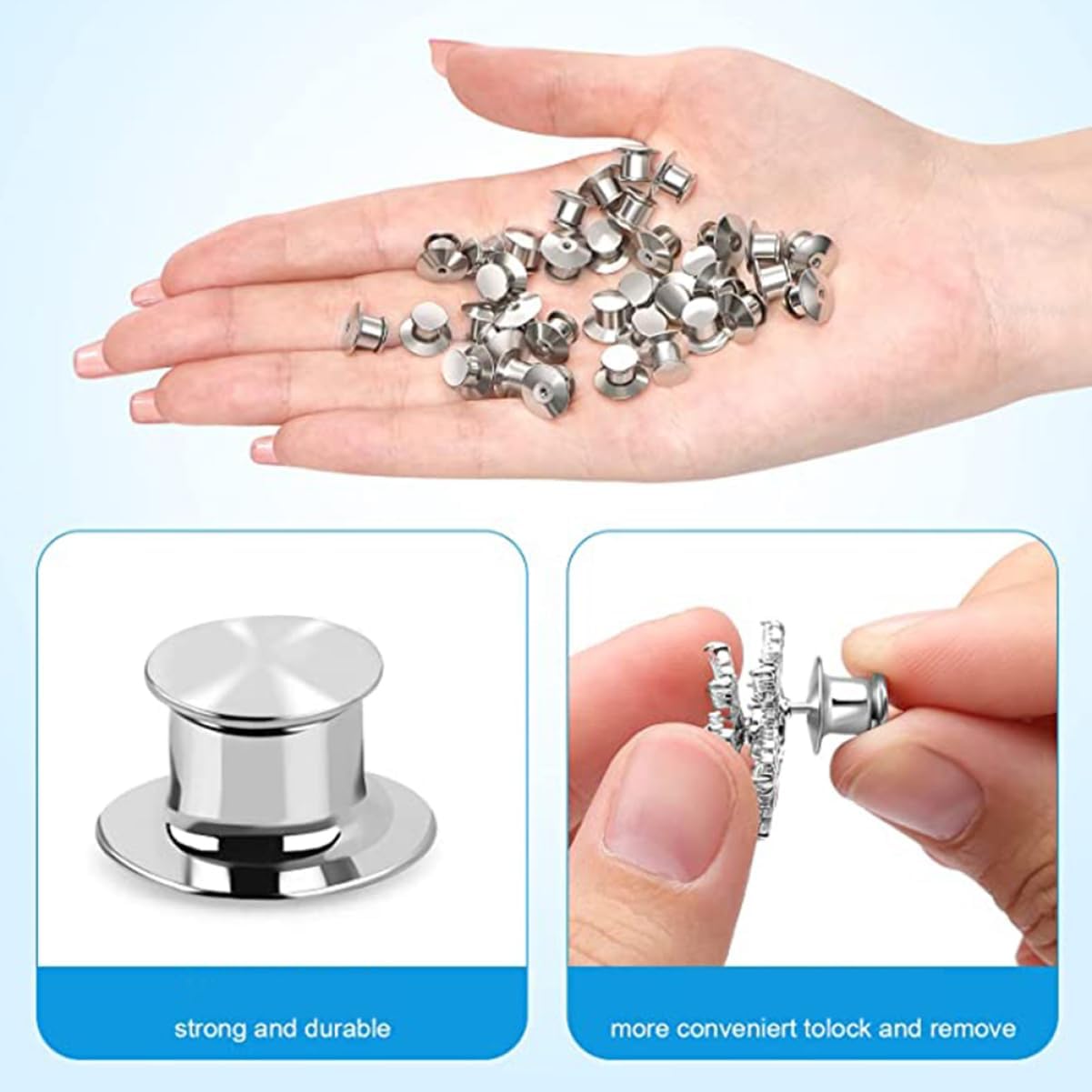 jojofuny 80pcs Craft Making Clutch Backs Pin Accessory DIY Supply Locking Pin Backs