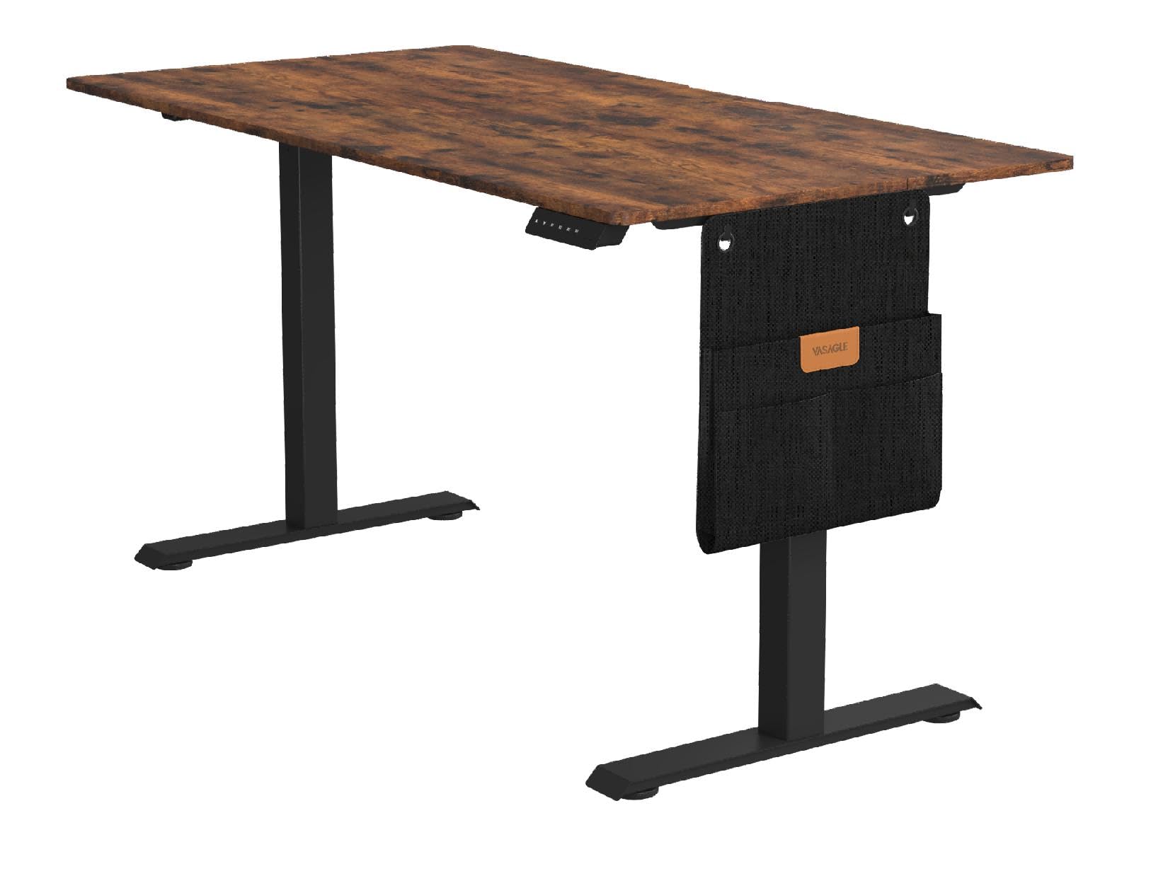 VASAGLE Scrivania Elettrica Regolabile in Altezza, 60 x 120 x (72-120) cm, Tavolo Regolabile in Continuo, Funzione di Memoria con 4 Altezze, Marrone Vintage LSD172X01