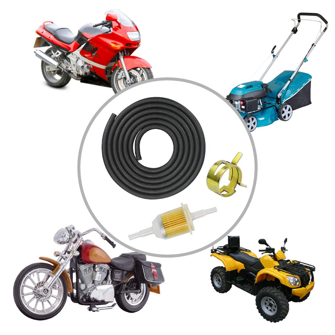 Benzinschlauch Set 5mm - Komplettkit Mit Filtern & Schlauchschellen