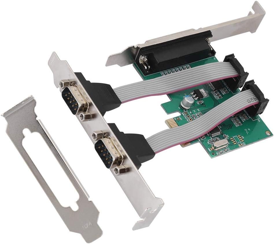 PCI Expansion Card, PCI-E to 2 Serial Card 1 Parallel Port Card Riser Card for DOS, 8/7 / Vista/XP / 2000 / Server 2003-2008 32/64 bit, LPT Port Adapter Card
